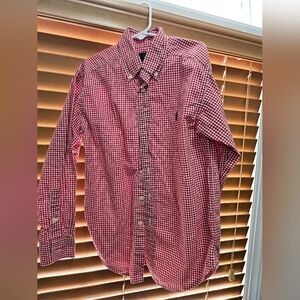 Ralph Lauren Boys Long Sleeve Button Down Shirt Size 8 Red Gingham